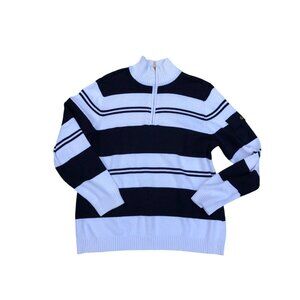 LIZ & CO Woman 1/4 Zip Striped Pullover Sweater 1X Womens Sweatshirt Long Sleeve